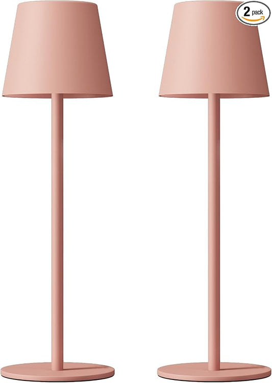 Kakanuo Cordless Table Lamp Rechargeable Pink - KK 2 Pack 5000mAH Battery Operated Lamp for Counter, 3 Color Stepless Dimming Wireless Lamp for Dining Kitchen, Outdoor Patio, Touch Control