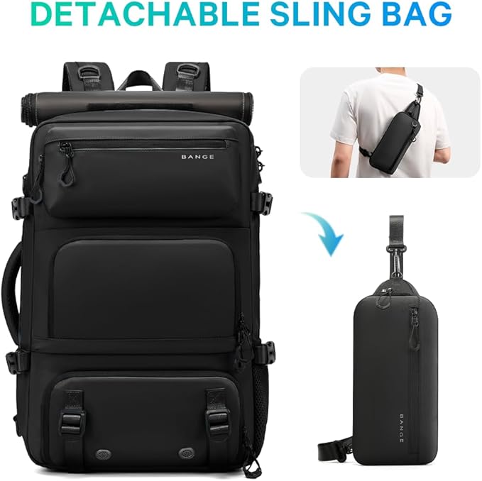 FUTURE AESTHEICS Travel backpack Carry-on Travel Backpack For Women Men Flight Approved Business Weekender Overnight Waterproof Daypack (Black)