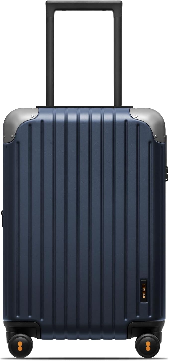 LEVEL8 Carry on Luggage Airline Approved, Hardshell Suitcases with Spinner Wheels, Lightweight PC Luggage, 20 inch, Blue