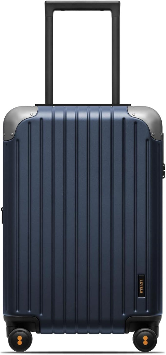LEVEL8 Carry on Luggage Airline Approved, Hardshell Suitcases with Spinner Wheels, Lightweight PC Luggage, 20 inch, Blue
