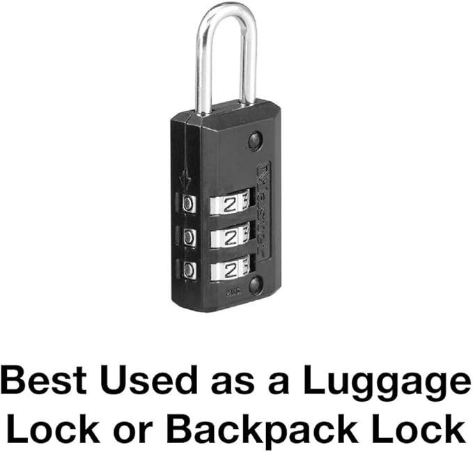 Master Lock 646D Set Your Own Combination Luggage Lock, 13/16 in. Wide with 11/16 in. Long Shackle, Black