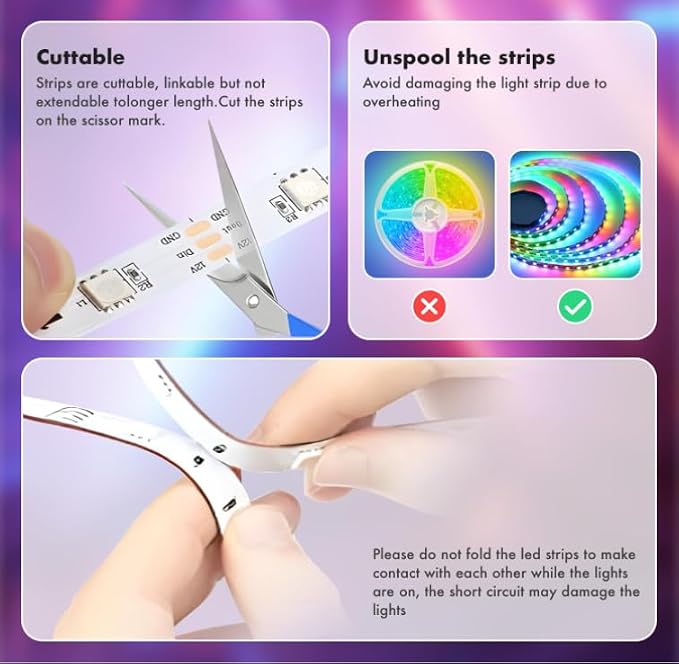 LED Strip Lights, 100FT Smart IC RGB WiFi Voice Controlled LED Lights | Segmented DIY Color, Rainbow Chasing, Music Sync, Alexa Google Compatible for Bedroom Decor