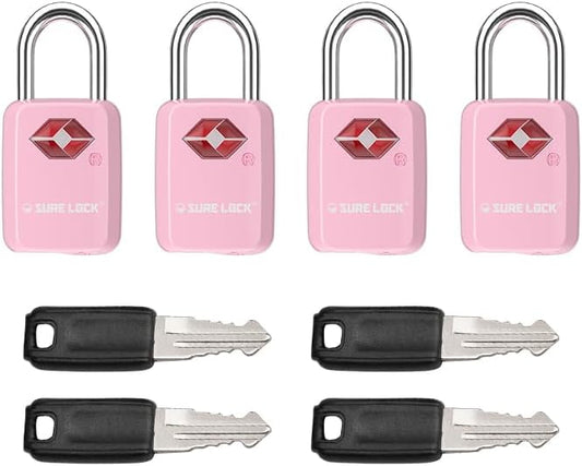 SURE LOCK Mini TSA Approved Keyed Luggage Lock – One Key Opens All, Fits Tight Zipper Gaps & Small Pull Holes, Compact Travel Lock for Suitcases, Backpacks & Handbags