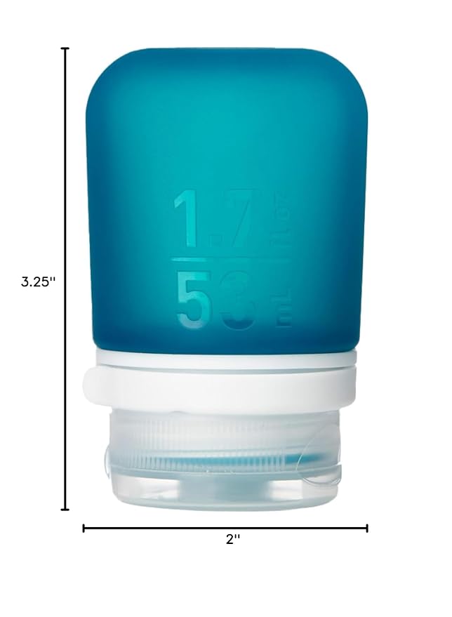 humangear GoToob+ (Small) | Refillable Silicone Travel Bottle | Locking Lid | Food-Safe Material | Teal, Small (1.7 fl.oz; 53ml)