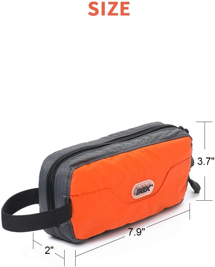 GOX Travel Small Toiletry Bag for Men Nylon Dopp Kit Medicine Bag Travel Organizer Pouch Shave Kits for Teens Toiletry Essentials Bathroom Compact (Orange, 7.9 * 3.7 * 2 Inches)