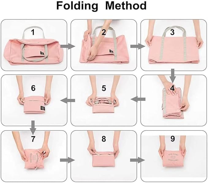 Foldable Travel Duffel Bag (2 Pack), For Spirit Airlines, Weekender Overnight Bag, Tote Carry on Luggage Sport Duffle Weekender Overnight for Women and Girls (Pink Blue)