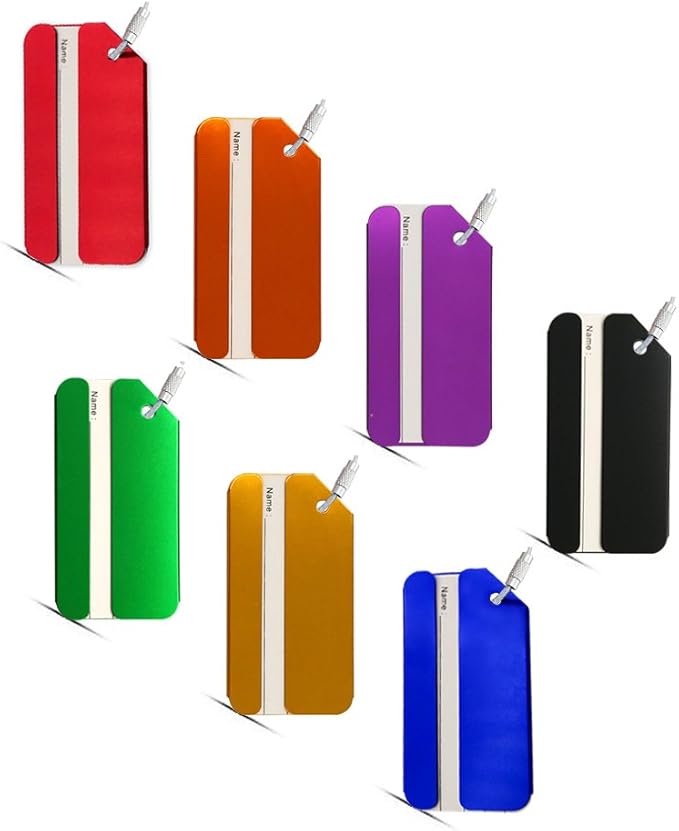 Aluminum Luggage Tags, Luggage Tag Holders for Travel Luggage Baggage Identifier by Ovener (7Pack Mutilcolor)