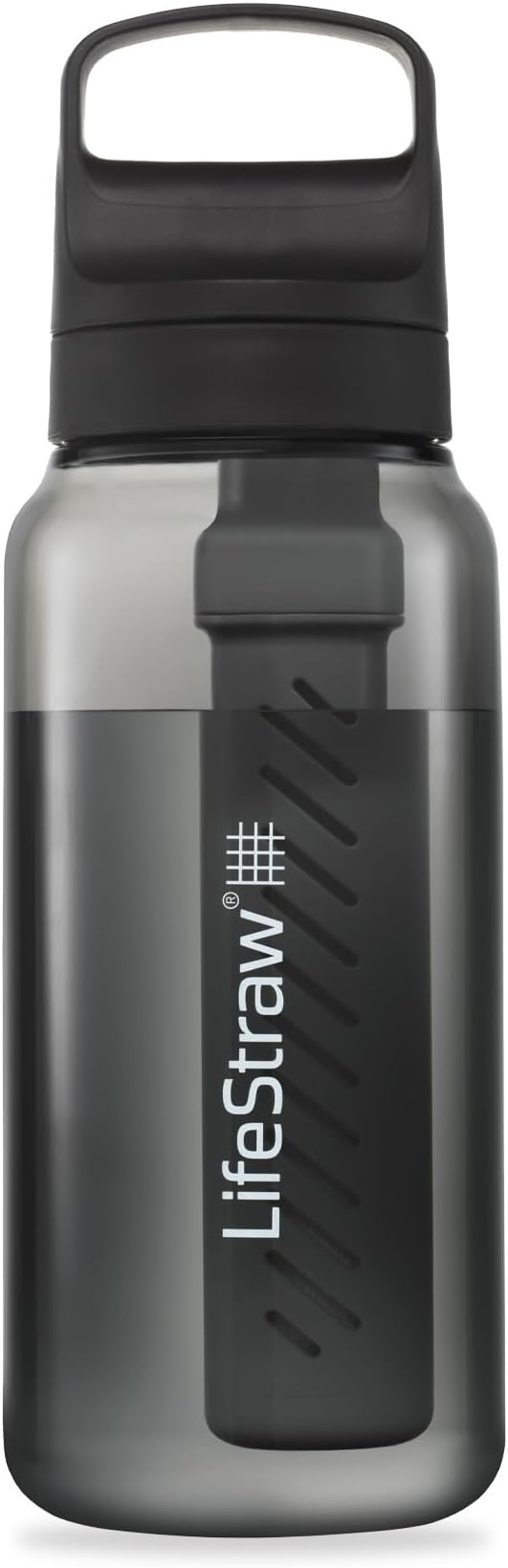 LifeStraw Go Series – BPA-Free Water Filter Bottle for Travel and Everyday Use, Removes Bacteria, Parasites and Microplastics, Improves Taste, 1L Nordic Noir