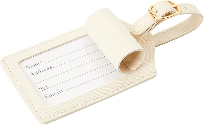 Initial Luggage Tag, PU Leather Luggage Tag, Embroidered Luggage Tag, Letter Luggage Tag, Monogrammed Luggage Tag, Luggage Tag for Baggage Bag Suitcase (T, White Leather+Rose Red Letter)