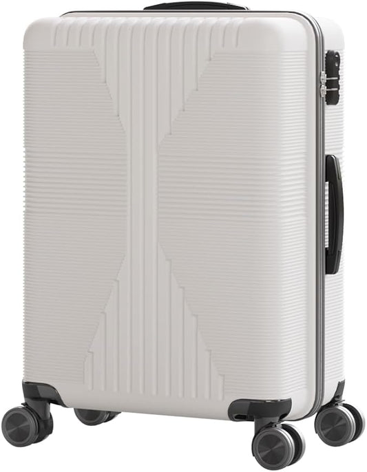 Karl home Hardshell Carry On Luggage with Spinner Wheels, Lightweight PP Hardside Small Suitcase with Built-in Lock & Smooth Zipper, 22 Inch Airline Approved, White