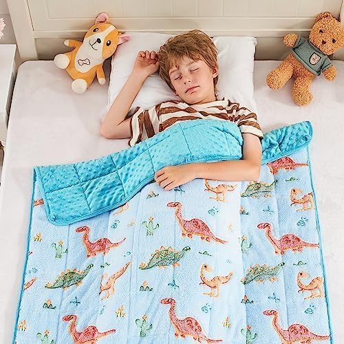 yescool Weighted Blanket 5 Pounds Weighted Lap Blanket, Glow in The Dark Dinosaur Heavy Blankets, Warm Minky Weighted Throw Blanket Gifts for 40-60lbs, 36"x48"