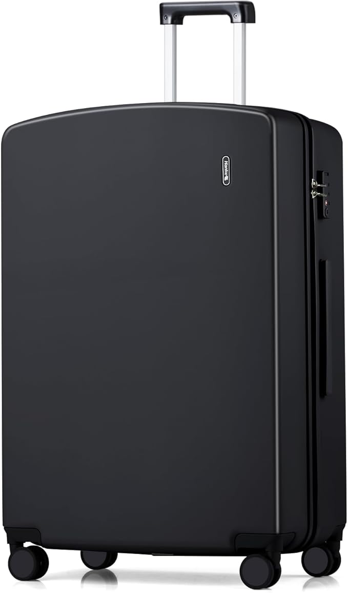 Hanke 28 Inch Luggage with Spinner Wheels Lightweight PC Hard Shell Suitcases, Large Checked Luggage with TSA Lock, Hardside Checked-Large 28" Rolling Suitcases for Travel(Jet Black)
