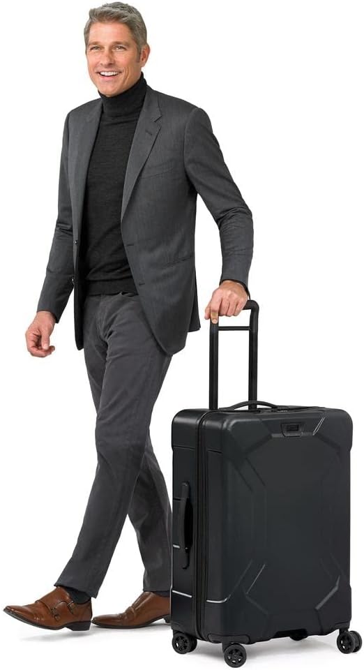 Briggs & Riley 27" Medium Spinner - Checked Luggage for Travel, Suitcases with Wheels, Hardside Rolling Bag for Men & Women, Self-Repairing Zipper - Torq Collection, Stealth Black