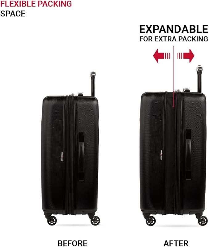 SwissGear 8018 Expandable Luggage, Hard Shell Medium Luggage with Spinner Wheels