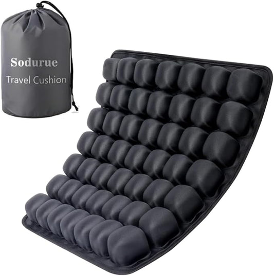 Sodurue Travel Cushion Airplane seat,Airplane seat Cushion for Long Flights,Press Type air Inflatable Wheelchair seat Cushion for Car,Office,Stadium,Ergonomic Comfort Support,Heavy Duty (49 Air Bag)
