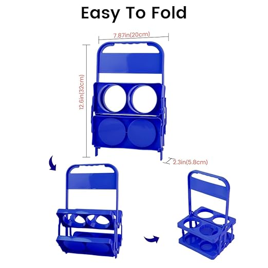 Bodaon 4 Cup Drink Carrier with Handle, Plastic Cup Carriers for Drinks, Drink Holder for Car, Take Out Delivery Drivers Accessories, Portable Foldable Reusable Mobile, Use for Food Delivery Bag, Blue