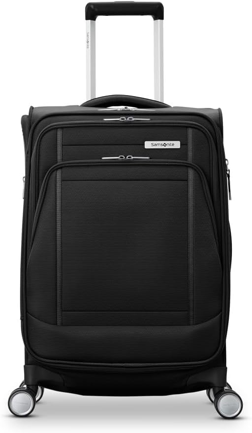 Samsonite UpLIFT Lightweight Large Checked Softside 3-Piece Luggage Set with Spinner Wheels - Expandable - Airline-Approved, Polyester Soft Suitcase for Ultra Light Travel - Black