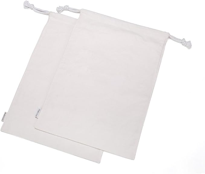 100% Cotton Canvas Travel Laundry Bag, 2-Pack