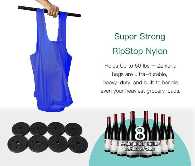 Foldable Reusable Grocery Bags – Heavy Duty 6 Pack with Handles | XL Tote for Women & Men, Market, Travel, Storage