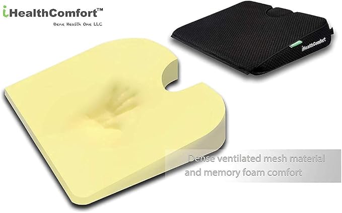 IHEALTHCOMFORT(19.7×17.7inches Extra Large Sciatica Seat Cushion for Office Chair,Oversized Car and Truck Seat Cushion,U-Cut Long Sitting Pain Relief Chair Pad
