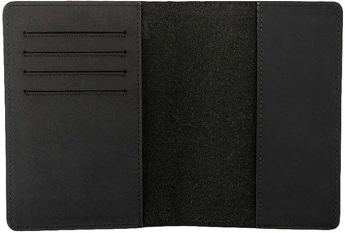 Genuine Leather Passport Holder Travel Wallet RFID Passport Cover Case for Women Men (Black)