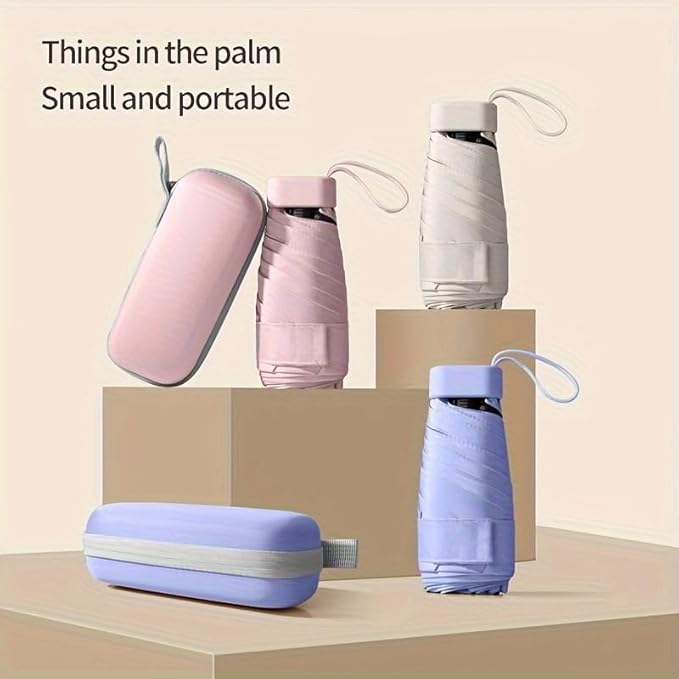 UPF50+ Mini Travel Sun Umbrella for Purse With Case,Small Compact UV Umbrella Protection Sun,Lightweight Portable Parasol Windproof for Women Men Kids