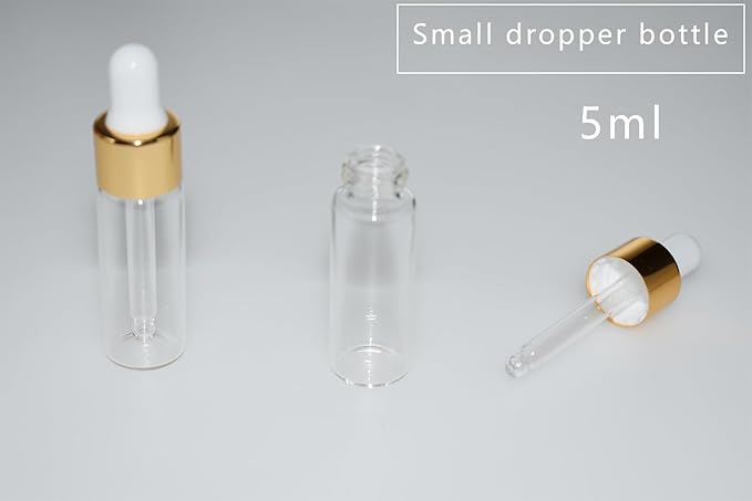 Small Dropper Bottle, 10pcs 5ml Mini Sample Dropper Bottles Mini Makeup Containers for Travel Liquids Tiny Glass