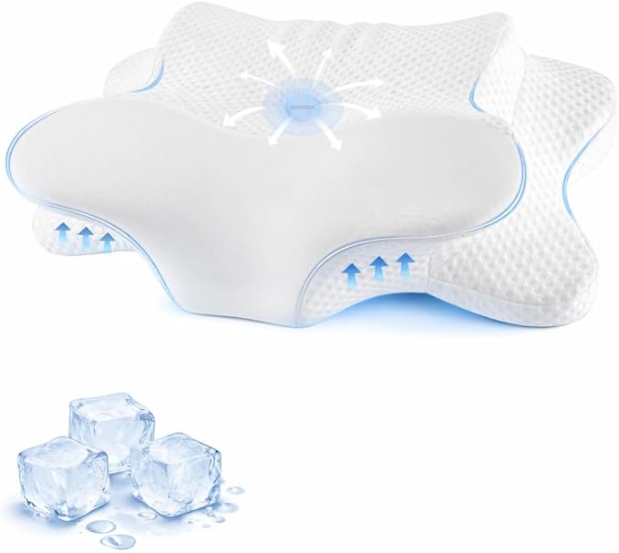 Cervical Neck Pillow - Memory Foam Pillow for Pain Relief Sleeping, Ergonomic Neck Support Contour Pillows for Side Back Stomach Sleepers,Orthopedic Breathable Pillowcase (White)