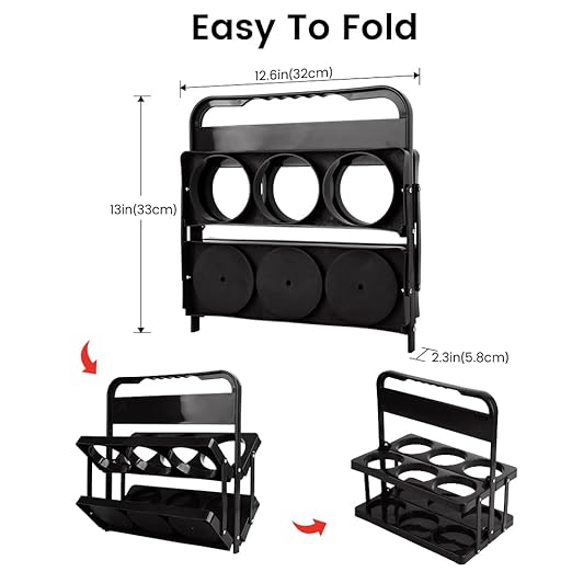 Bodaon 6 Cup Drink Carrier with Handle, Plastic Cup Carriers for Drinks, Drink Holder for Car, Take Out Delivery Drivers Accessories, Portable Foldable Reusable Mobile, Use for Food Delivery Bag