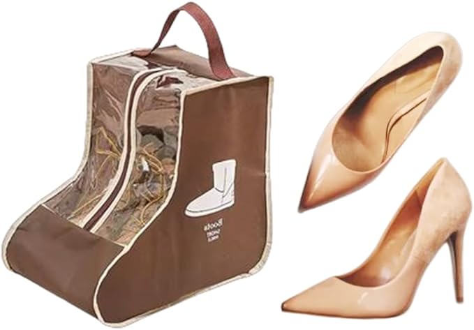 Portable 2 Pack Boots Storage, Short Boots Storage/Protector Bag,Brown Portable waterproof storage bags are used for travel storage, under the bed, wardrobe, shoe cabinet and other home storage