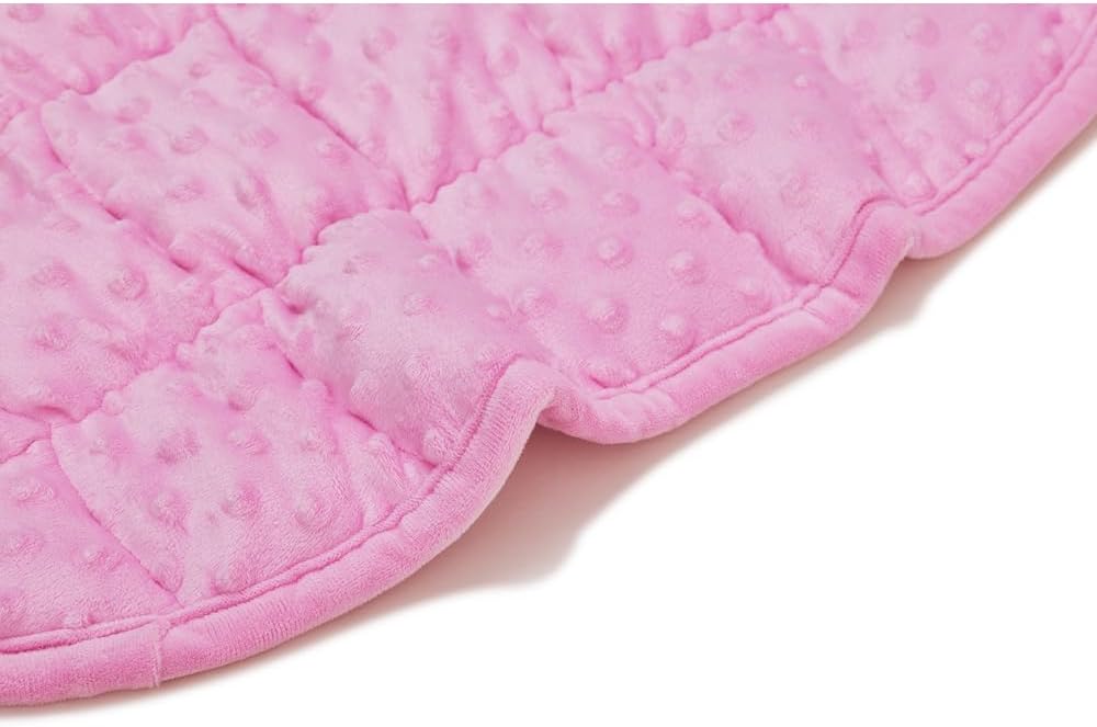 TONGDADA Weighted Lap Blanket 7lbs for Adult,Perfect for Relaxation, Lounging, Napping, Sleeping & Travel,Luxury Minky Weighted Body Blanket,Weighted Throw Blanket-Pink Minky Dot, 29" x 24"