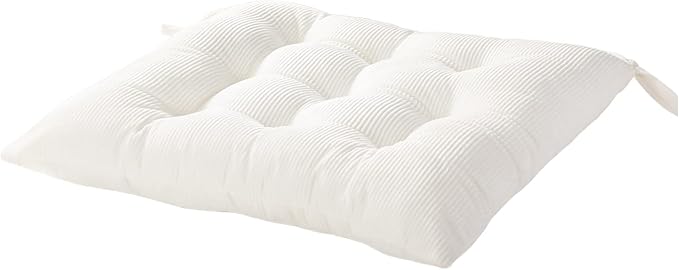 HLOVME Corduroy Chair Cushion with Ties Ultra Soft Warm Floor Cushion for Kids Reading Nook Comfortable Square Seat Cushion for Adult 15.7”x15.7” Set of 2, White