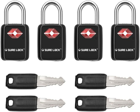 SURE LOCK Mini TSA Approved Keyed Luggage Lock – One Key Opens All, Fits Tight Zipper Gaps & Small Pull Holes, Compact Travel Lock for Suitcases, Backpacks & Handbags