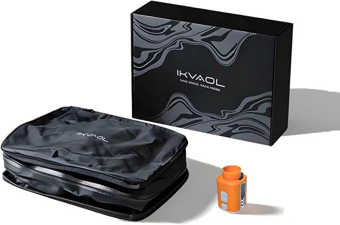 Vacuum Bags for Travel with Pump,Reusable Compression Packing Cubes to Save Space for Luggage and Backpack with IP68 Waterproof,Vacuum Seal Bags for Clothing travel (Black, 1Pack)