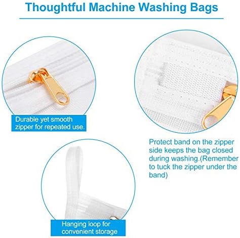 GOGOODA Delicates Laundry Bags, Fine Mesh Wash Bag for Lingerie, Underwear, Bra, Silk, Socks with Hanging Loop