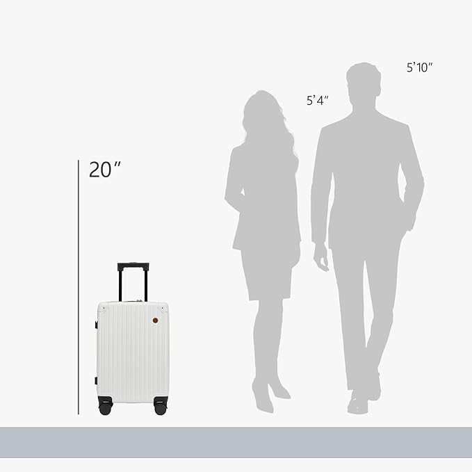 20 Inch Carry On Luggage,22x14x9 Airline Approved Hardside Suitcase with 8 Spinner Wheels and TSA Lock, Lightweight PC+ABS Hard Shell Travel Luggage for Men and Women (White)