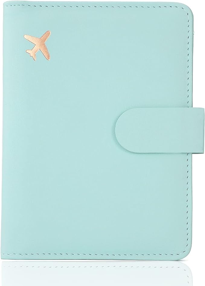 Melsbrinna Premium Leather Passport Holder Covers Case, Waterproof Rfid Blocking Travel Wallet Passport Holder with Pen Holder, Cute Passport Book for Women/Men