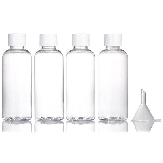 4pcs Travel Bottles,80ml Refillable Clear Empty Plastic Travel Size Containers Bottles with Screw Lids for Toiletries,Soap,Shampoo and Conditioner