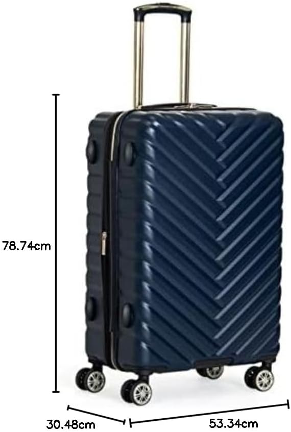 Kenneth Cole REACTION Madison Square Lightweight Hardside Chevron Expandable Spinner Luggage, Navy, 28-Inch Checked