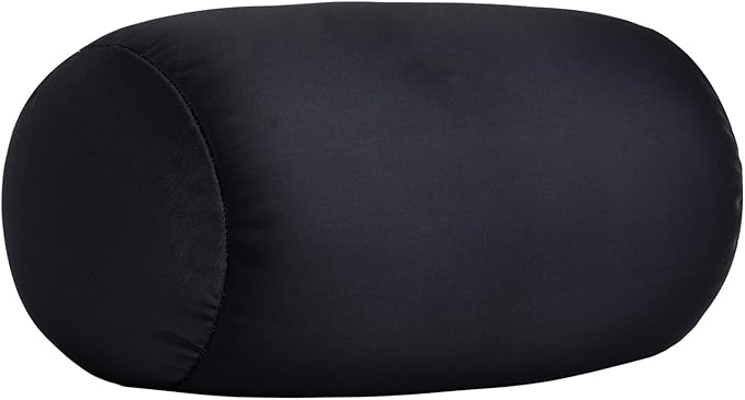 Squishy Microbead Neck Pillow, 7Inch x 12Inch Soft Travel Body Bed Pillow Bean Pillow for Kids Adult Chair Sleeping Car Seat, Fun Dormroom (Black)