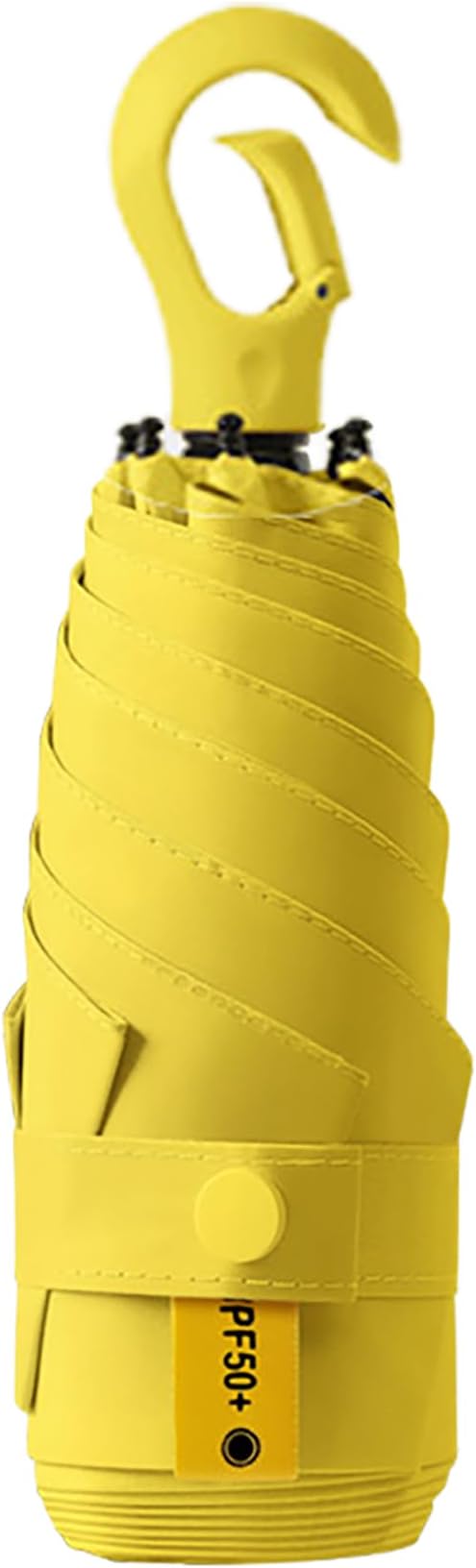 Mini Compact Folding Travel Umbrella with Carabiner Ring Handle,Fiberglass Ribs,UV Protection,UPF 50+ UV Sun Rain Protection,Lightweight Small,Handbag,Teflon Coating,Women Kids
