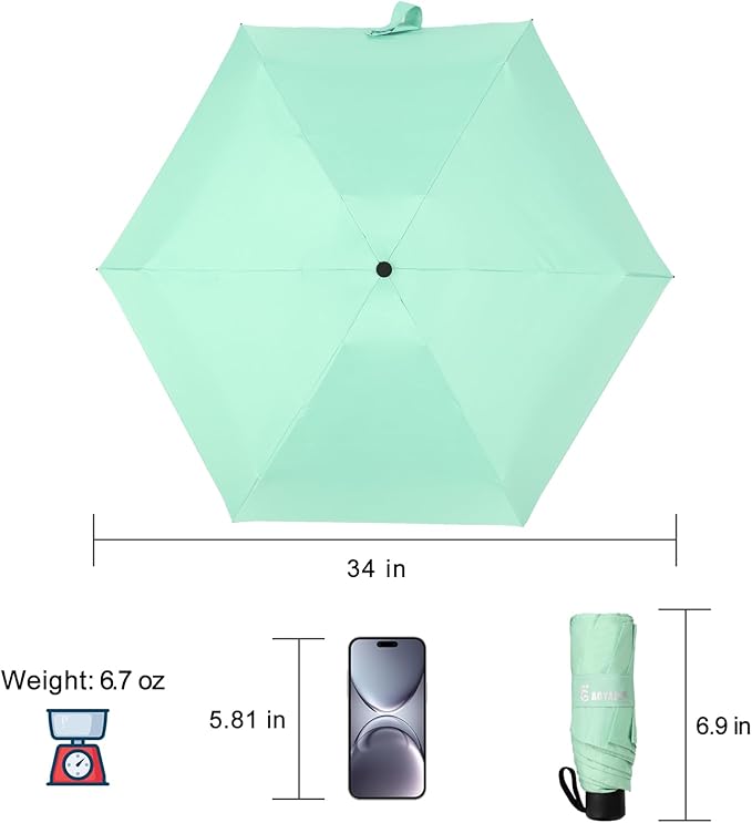 GAOYAING Compact Travel Umbrella with Case Sun&Rain Lightweight Small and Compact Suit for Pocket