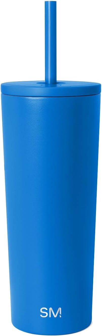 Simple Modern Classic Tumbler with Straw Lid | Insulated Iced Coffee Cup Reusable Stainless Steel Water Bottle Travel Mug | Gifts for Women Men Her Him | 24oz | Supersonic Blue