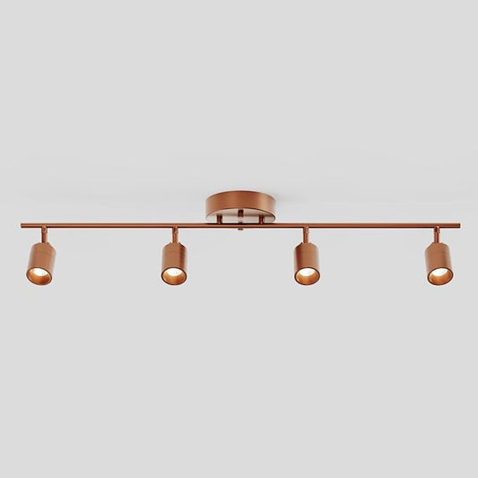 Shura Brushed Copper 4-Light Track Light with Rotatable Heads, Integrated LED Bulbs, 3 ft. Track Lighting Kit, 3000k, 2240 Lumens