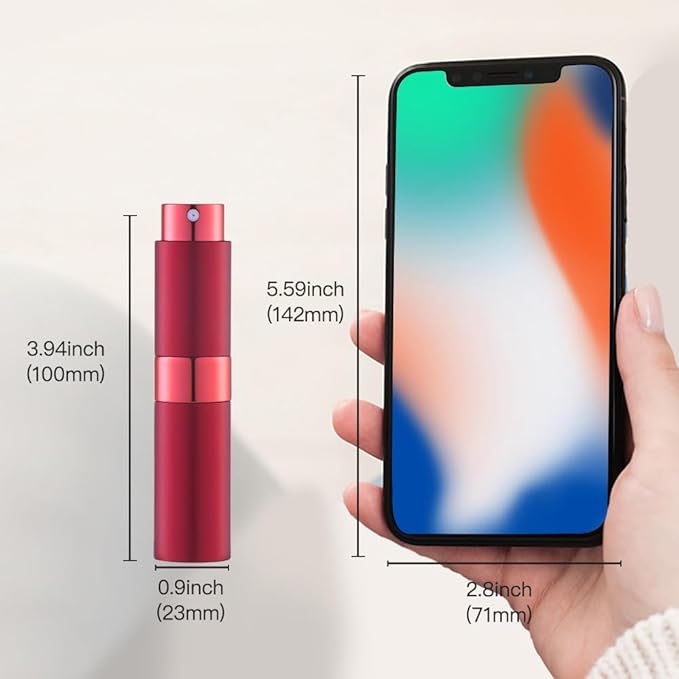 LISAPACK 8ML Atomizer Perfume Spray Bottle for Travel, Empty Refillable Cologne Dispenser, Portable Sprayer (Wine Red)