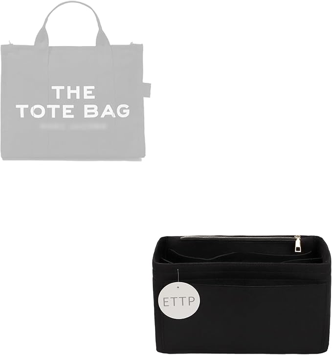 Purse Organizer Insert For Handbags, Tote Bag Organizer Insert, Compatible with MJ Tote and Onthego (Small, Black)