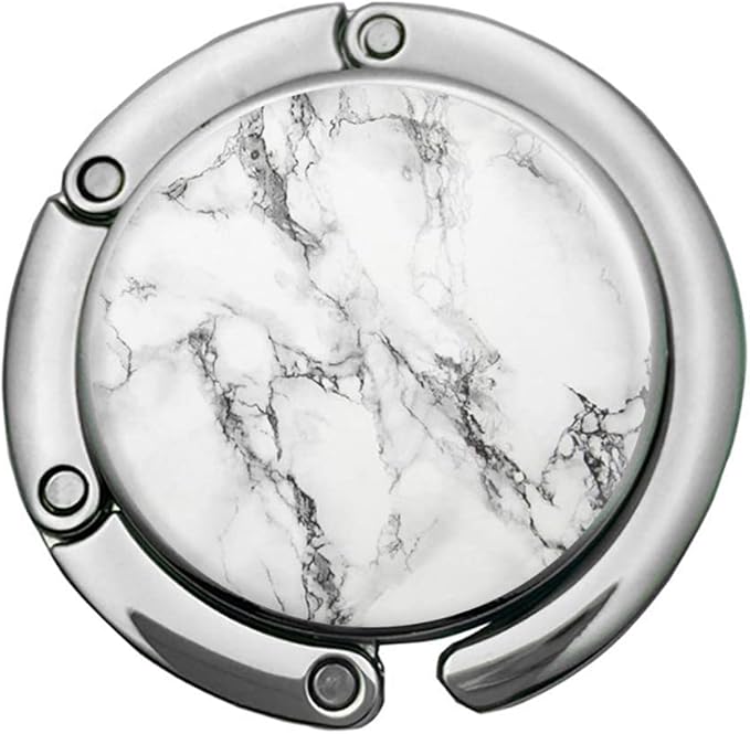 Bosketo Foldable Purse Hook Womens Bag Table Hanger Collection Desk Hooks for Purse (1pack White Marble Hook)