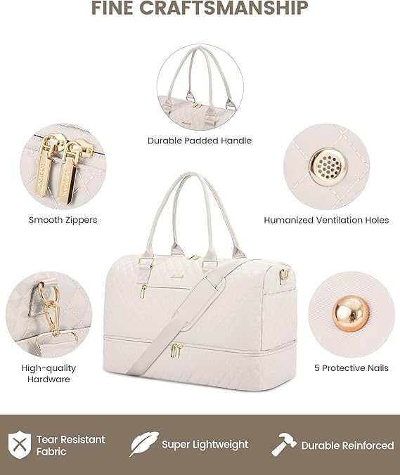 LOVEVOOK Travel Duffle Bag for Women, Weekender Overnight Bag with Shoe Compartment, Carry on Bag with Toiletry Bag, Gym Duffel Bag with Wet Pocket, Hospital Bags for Labor and Delivery 3 Pcs Set
