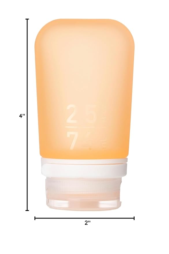 humangear GoToob+ (Medium) | Refillable Silicone Travel Bottle | Locking Lid | Food-Safe Material | Orange, Medium (2.5 fl.oz.; 74ml)