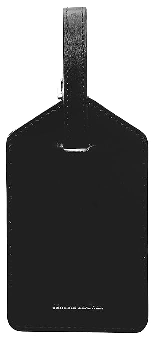 Black Genuine Top Grain Leather Luggage Tag